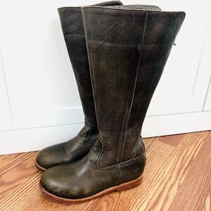 Beautiful ELF Handmade Sustainable Ethical Brown Leather Plush Lined Boots Sz 8